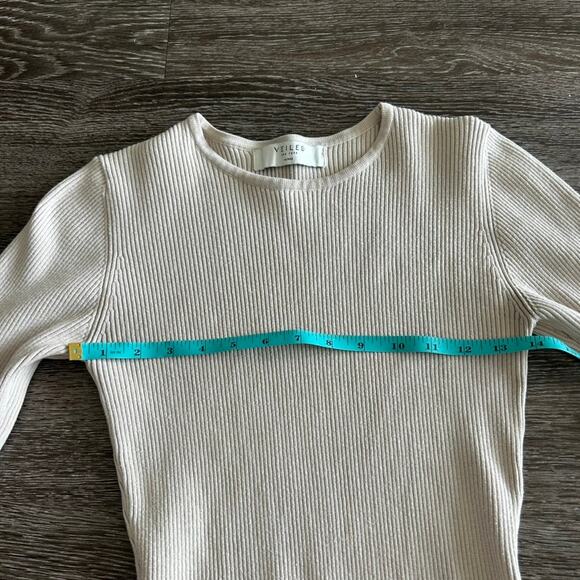 EUC Veiled New York Ribbed Knit Long Sleeve Bodysuit Beige Neutral | Size Medium - Picture 12 of 15
